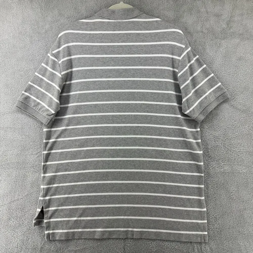 Polo Ralph Lauren Shirt Mens L Gray Striped Polo 1/4 Button Preppy Short Sleeve